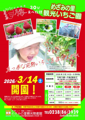 めざみの里観光いちご園　2026年開園【3/14】：画像